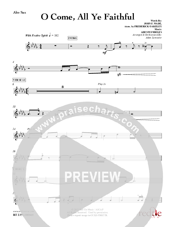 O Come All Ye Faithful Alto Sax (Red Tie Music)