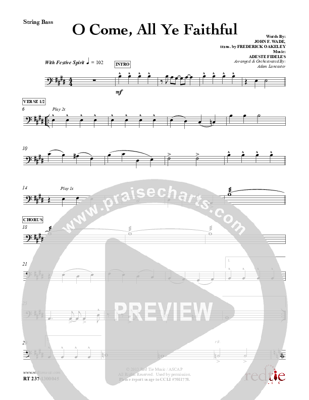 O Come All Ye Faithful Double Bass (Red Tie Music)