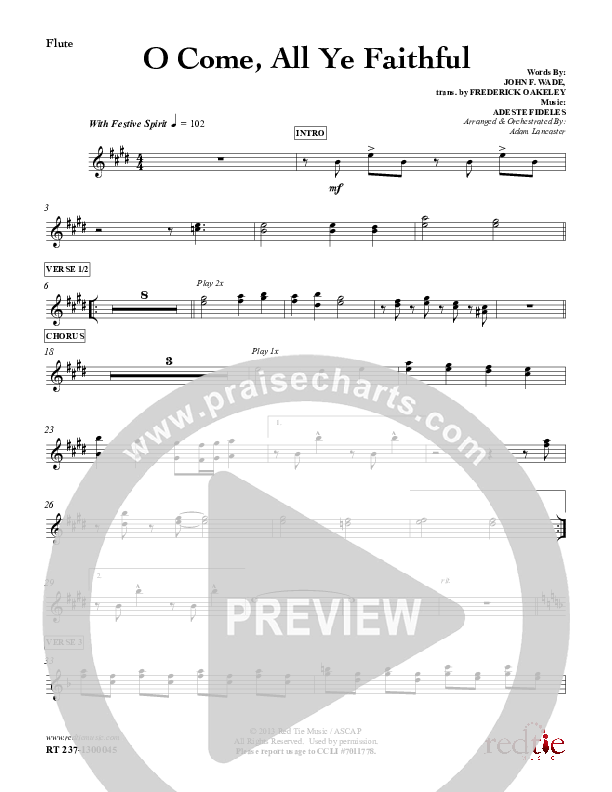 O Come All Ye Faithful Flute (Red Tie Music)