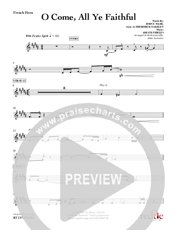 O Come All Ye Faithful French Horn (Red Tie Music)