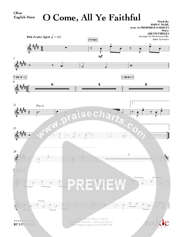 O Come All Ye Faithful Oboe (Red Tie Music)