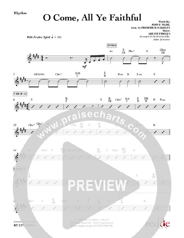 O Come All Ye Faithful Rhythm Chart (Red Tie Music)