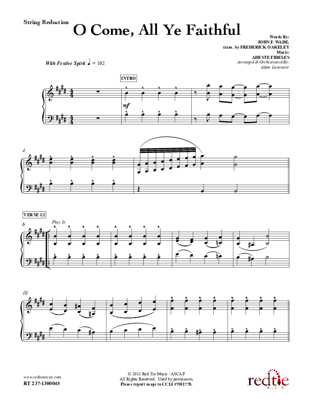 O Come All Ye Faithful Synth Strings (Red Tie Music)