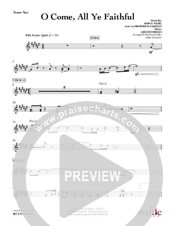 O Come All Ye Faithful Tenor Sax 2 (Red Tie Music)