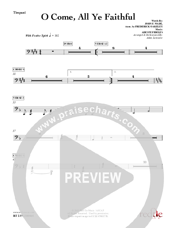 O Come All Ye Faithful Timpani (Red Tie Music)