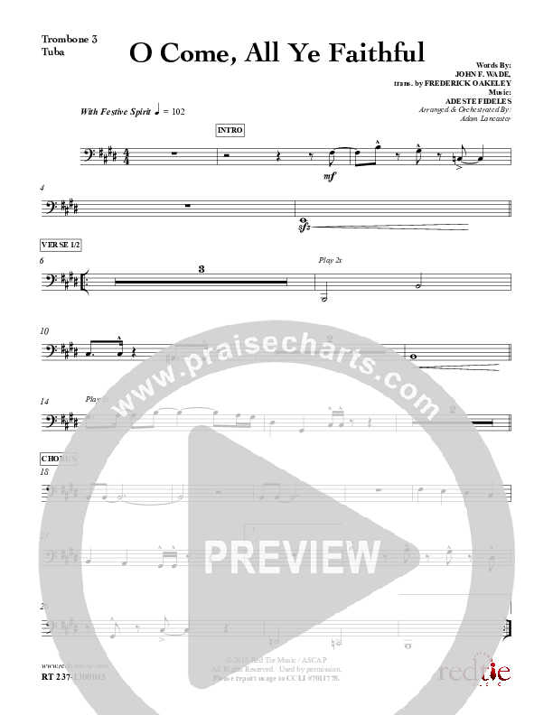 O Come All Ye Faithful Trombone 3/Tuba (Red Tie Music)