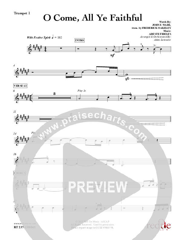O Come All Ye Faithful Trumpet 1 (Red Tie Music)