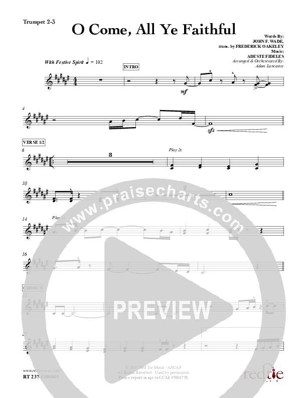 O Come All Ye Faithful Trumpet 2/3 (Red Tie Music)