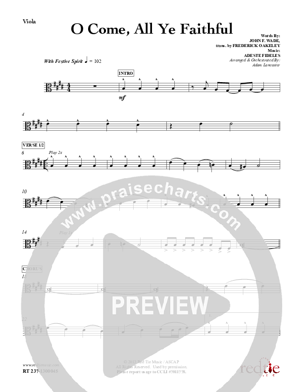 O Come All Ye Faithful Viola (Red Tie Music)