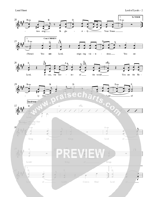 Lord Of Lords Lead Sheet (Red Tie Music)
