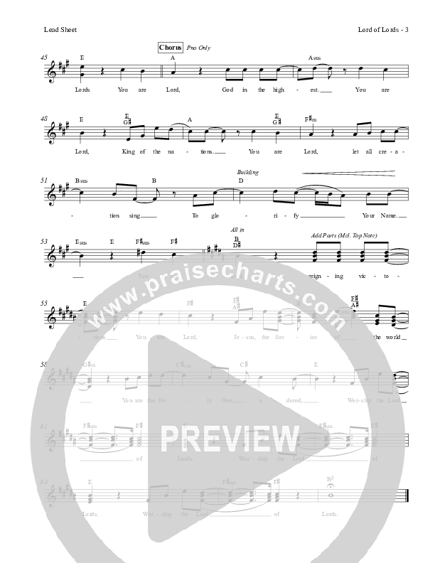 Lord Of Lords Lead Sheet (Red Tie Music)