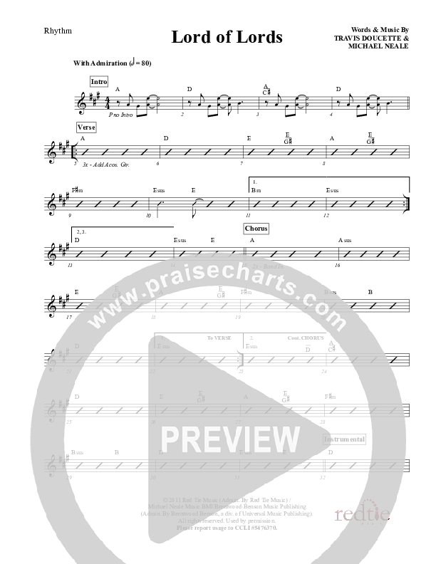 Lord Of Lords Rhythm Chart (Red Tie Music)