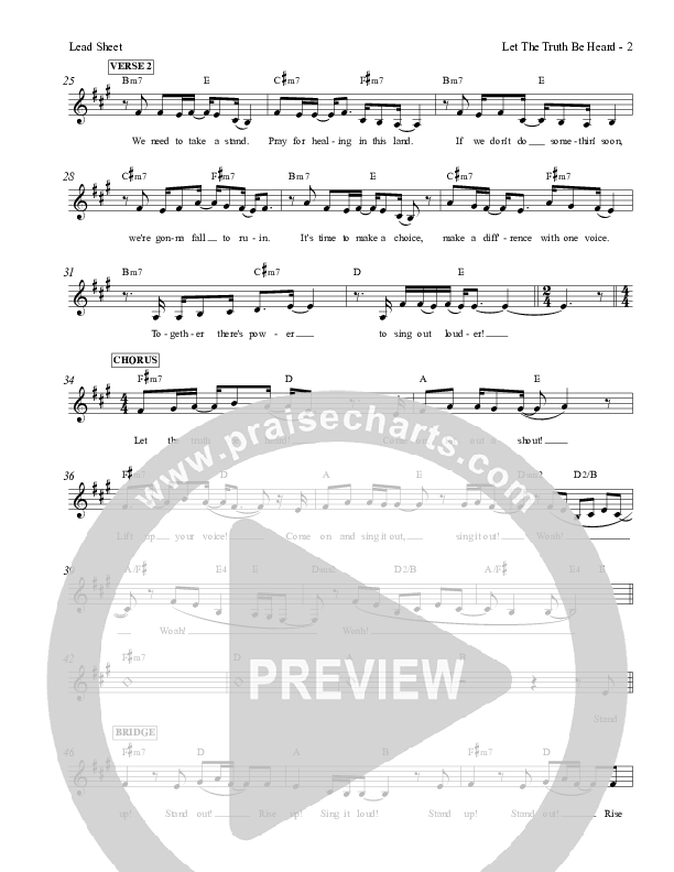 Let The Truth Be Heard Lead Sheet (Red Tie Music)
