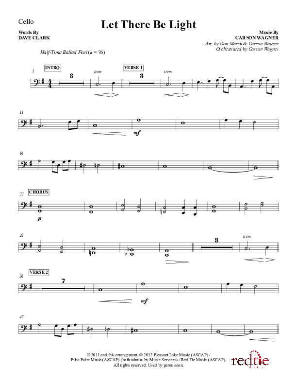 Let There Be Light Cello (Red Tie Music)