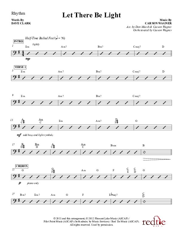 Let There Be Light Rhythm Chart (Red Tie Music)