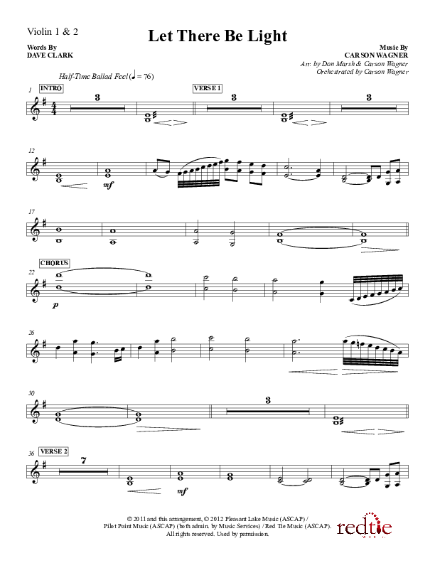 Let There Be Light Violin 1/2 (Red Tie Music)