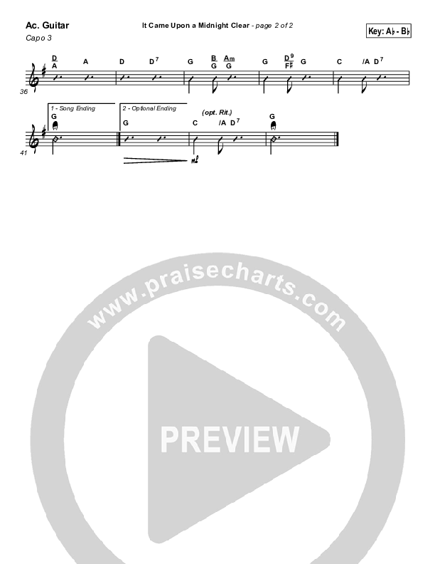 It Came Upon A Midnight Clear Acoustic Guitar (Traditional Carol / PraiseCharts)