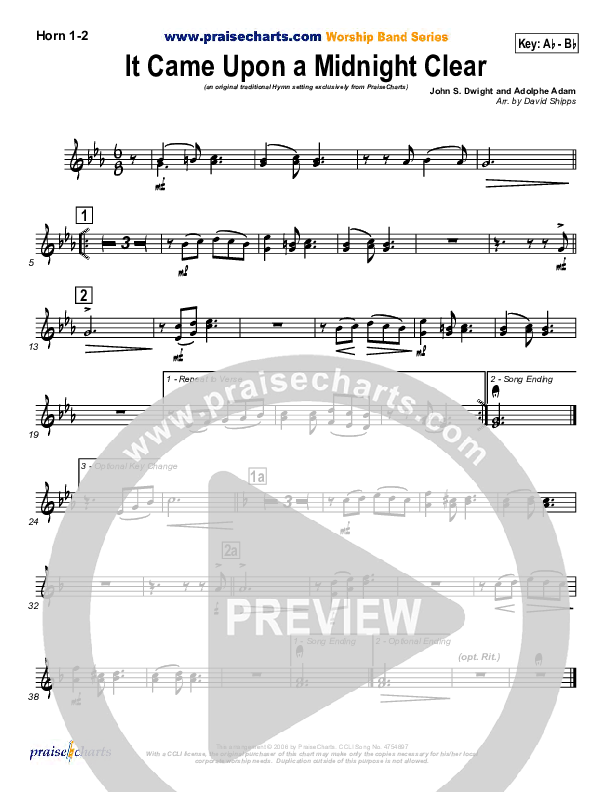 It Came Upon A Midnight Clear French Horn 1/2 (Traditional Carol / PraiseCharts)