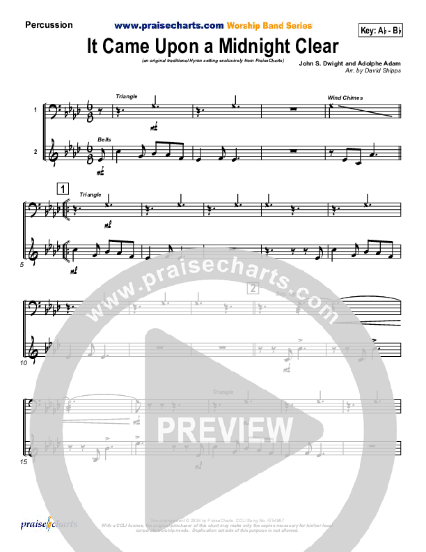 It Came Upon A Midnight Clear Percussion (Traditional Carol / PraiseCharts)