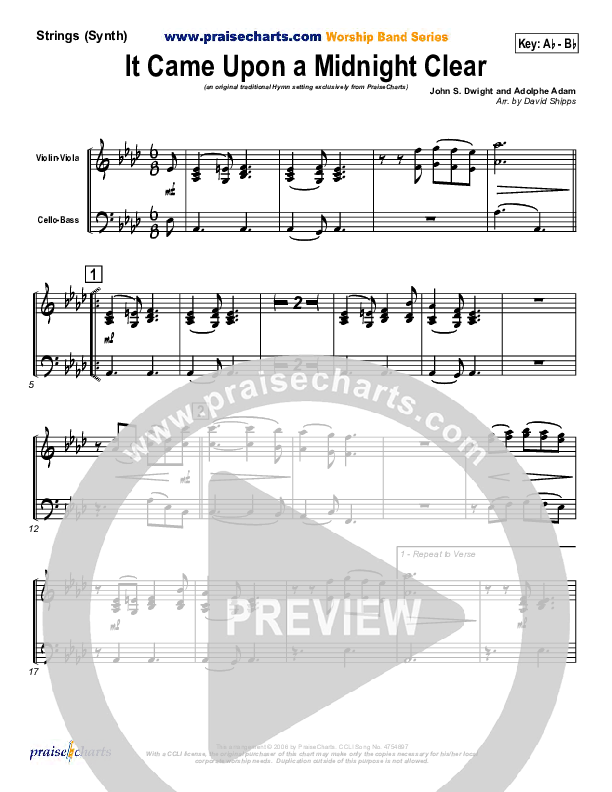 It Came Upon A Midnight Clear Synth Strings (Traditional Carol / PraiseCharts)