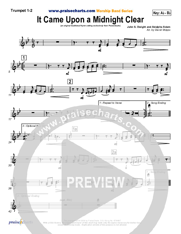 It Came Upon A Midnight Clear Trumpet 1,2 (Traditional Carol / PraiseCharts)