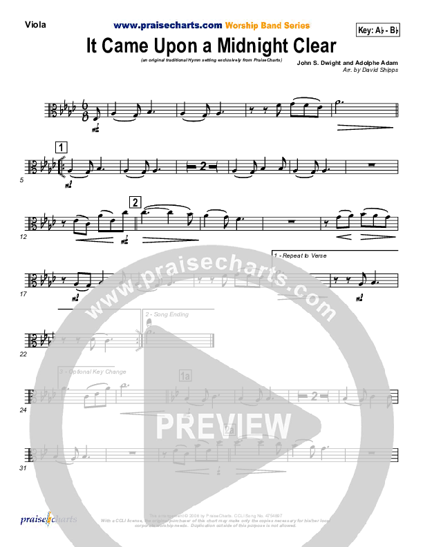 It Came Upon A Midnight Clear Viola (Traditional Carol / PraiseCharts)