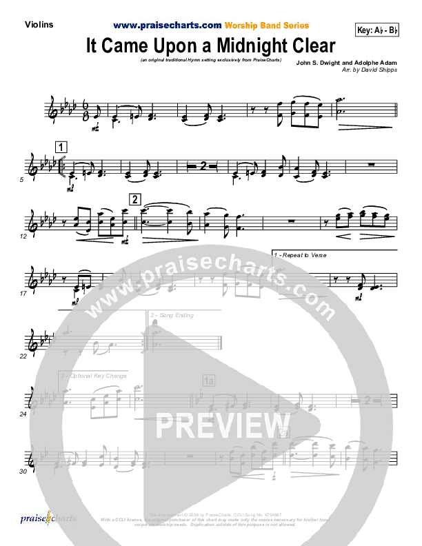 It Came Upon A Midnight Clear Violins (Traditional Carol / PraiseCharts)