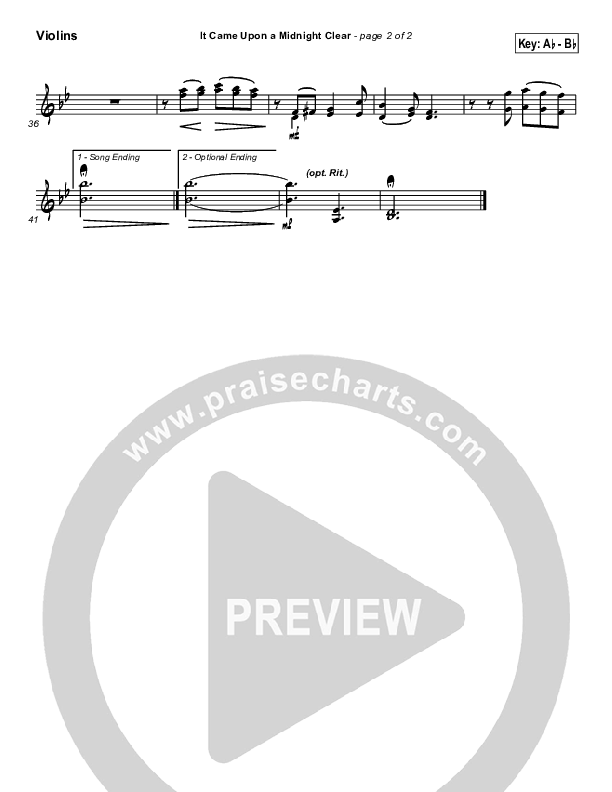 It Came Upon A Midnight Clear Violins (Traditional Carol / PraiseCharts)