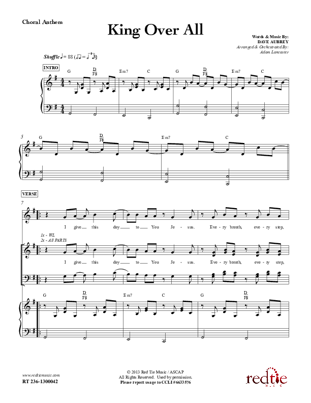 King Over All Choir Vocals (SATB) (Red Tie Music)