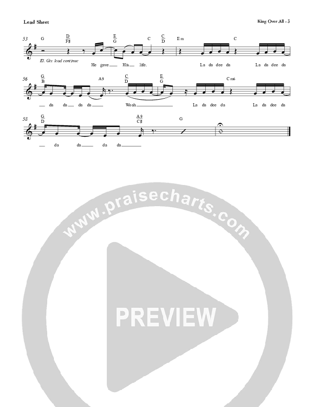 King Over All Lead Sheet (Red Tie Music)
