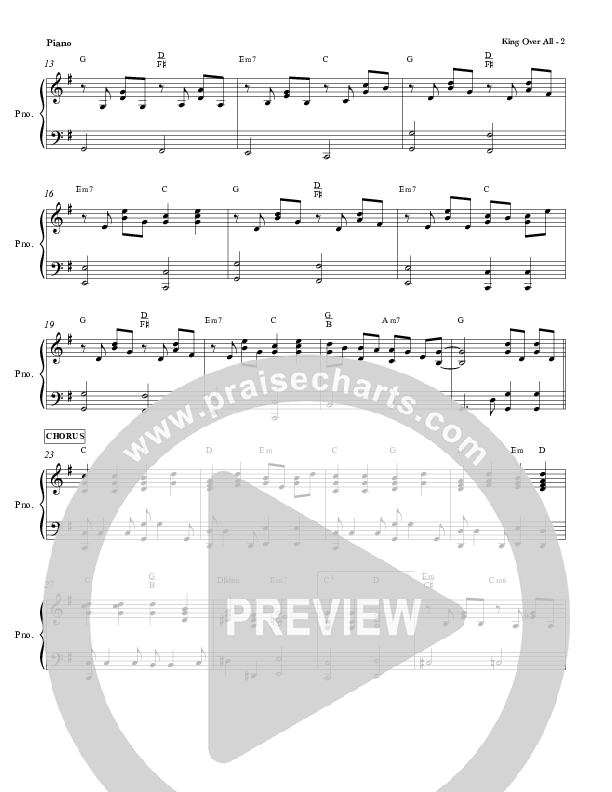 King Over All Piano Sheet (Red Tie Music)