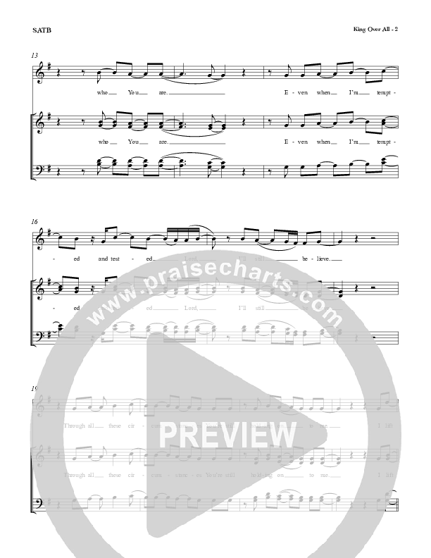 King Over All Piano/Vocal (SATB) (Red Tie Music)