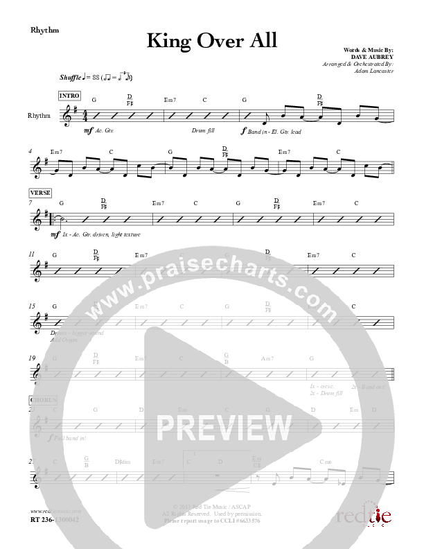 King Over All Rhythm Chart (Red Tie Music)