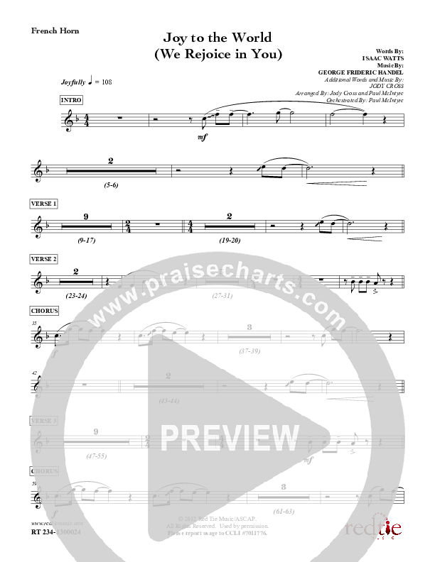 Joy To The World (We Rejoice In You) French Horn (Red Tie Music)