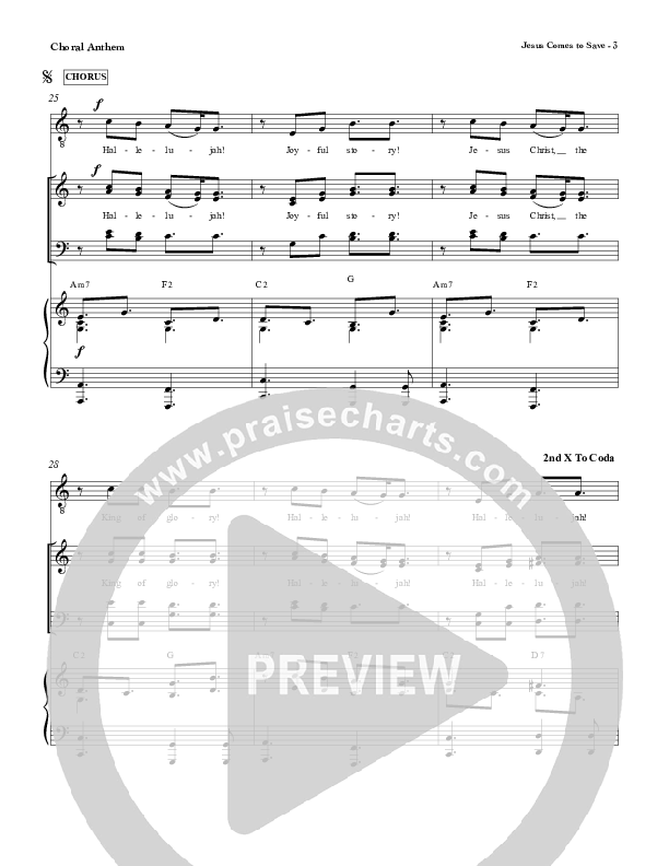 Jesus Comes To Save Choir Vocals (SATB) (Red Tie Music)
