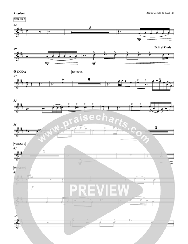 Jesus Comes To Save Clarinet (Red Tie Music)