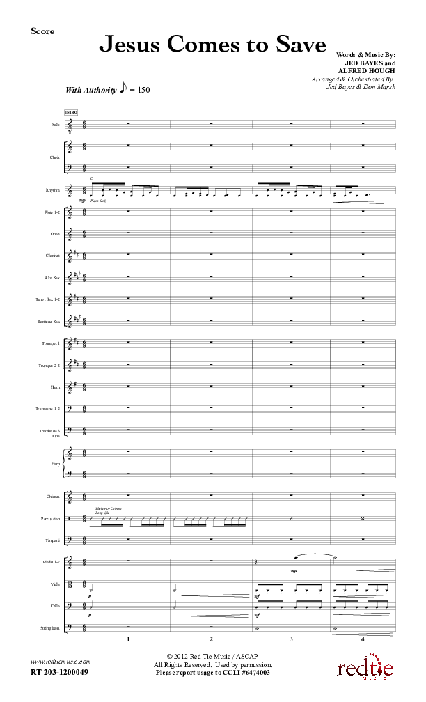 Jesus Comes To Save Conductor's Score (Red Tie Music)