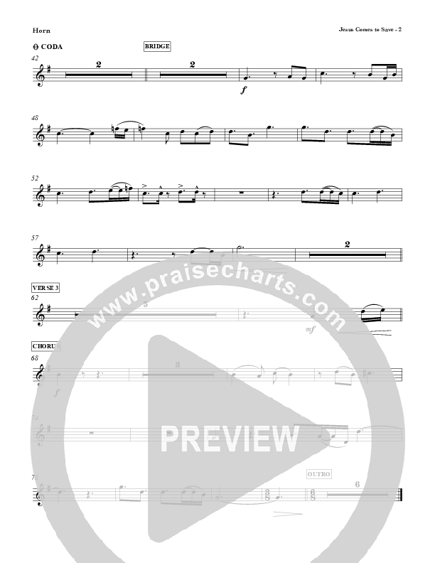 Jesus Comes To Save French Horn (Red Tie Music)