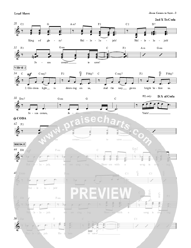 Jesus Comes To Save Lead Sheet (Red Tie Music)