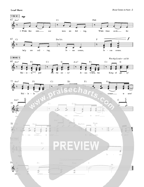 Jesus Comes To Save Lead Sheet (Red Tie Music)