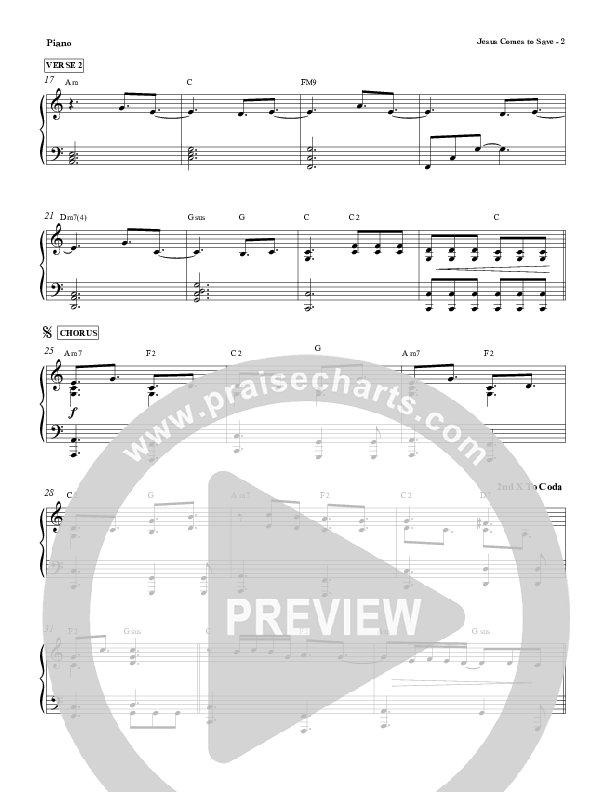 Jesus Comes To Save Piano Sheet (Red Tie Music)