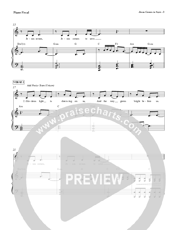 Jesus Comes To Save Piano/Vocal (Red Tie Music)