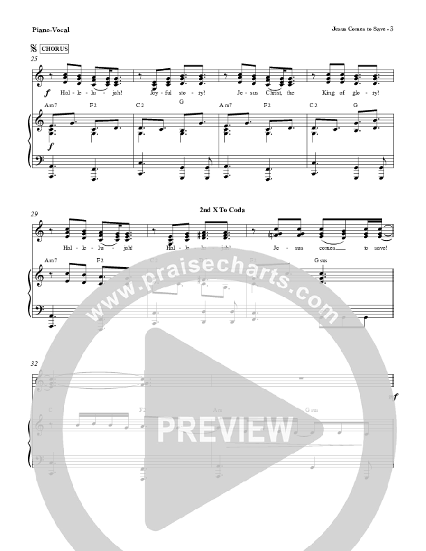 Jesus Comes To Save Piano/Vocal (Red Tie Music)