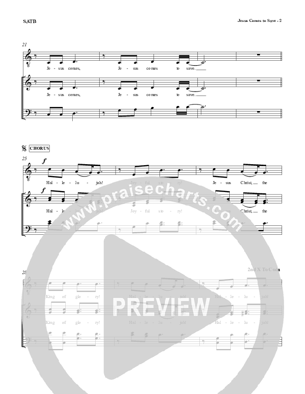 Jesus Comes To Save Piano/Vocal (SATB) (Red Tie Music)