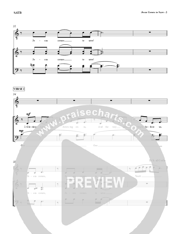 Jesus Comes To Save Piano/Vocal (SATB) (Red Tie Music)