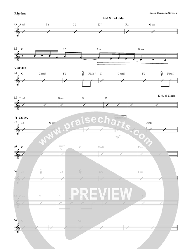 Jesus Comes To Save Rhythm Chart (Red Tie Music)