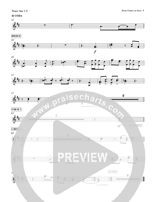 Jesus Comes To Save Tenor Sax 1/2 (Red Tie Music)