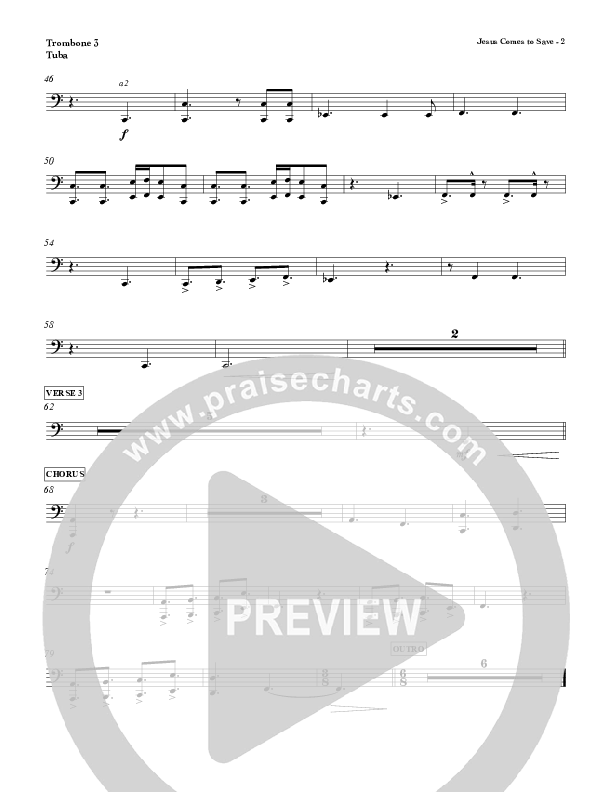 Jesus Comes To Save Trombone 3/Tuba (Red Tie Music)