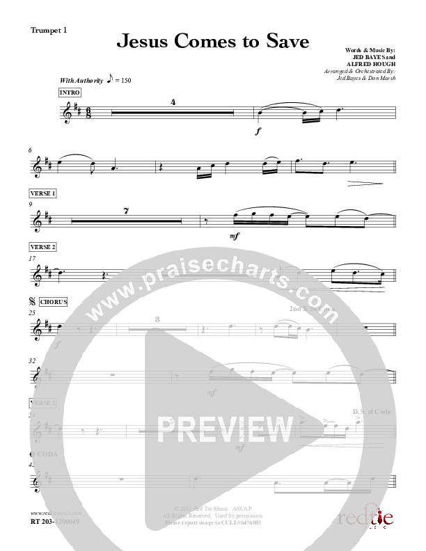 Jesus Comes To Save Trumpet 1 (Red Tie Music)