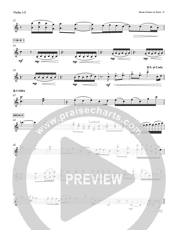 Jesus Comes To Save Violin 1/2 (Red Tie Music)